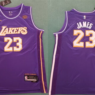 Men's Los Angeles Lakers #23 LeBron James Purple 2025 Statement Edition Stitched Basketball Jersey