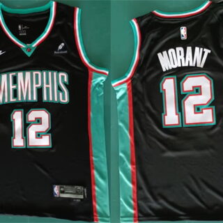 Men's Memphis Grizzlies #12 Ja Morant Black 2025 Classic Edition Stitched Basketball Jersey