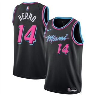 Men's Miami Heat #14 Tyler Herro Black 2025 26 City Edition Stitched Basketball Jersey
