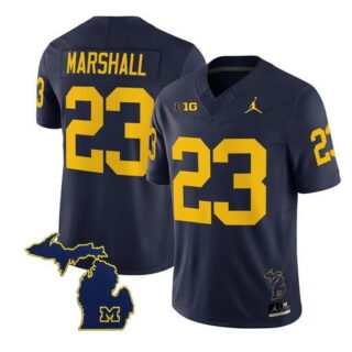Men's Michigan Wolverines #23 Jordan Marshall Navy F.U.S.E. 2025 Vapor Limited Stitched Football Jersey