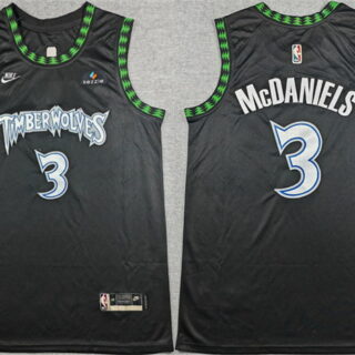 Men's Minnesota Timberwolves #3 Jaden McDaniels Black 2025-26 Classic Edition Stitched jersey