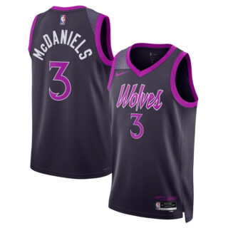 Men's Minnesota Timberwolves #3 Jaden McDaniels Purple 2025 26 City Edition Stitched Jersey