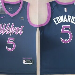 Men's Minnesota Timberwolves #5 Anthony Edwards Navy Stitched jersey
