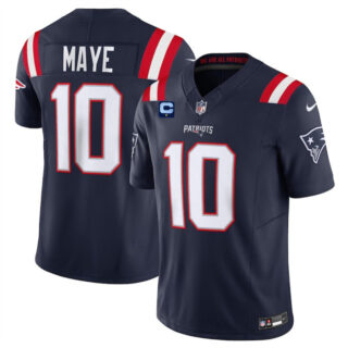 Men's New England Patriots #10 Drake Maye Navy 2025 F.U.S.E. With 1-Star C Patch Vapor Limited Stitched Football Jersey