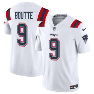 Men's New England Patriots #9 Kayshon Boutte White 2025 F.U.S.E. Vapor Limited Stitched Football Jersey