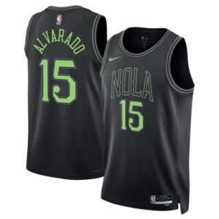 Men's New Orleans Pelicans #15 Jose Alvarado Black 2025 26 City Ediiton Stitched Basketball Jersey
