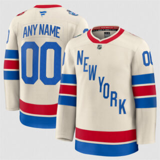 Men's New York Rangers Custom Beige 2026 Winter Classic Stitched Hockey Jersey
