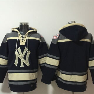 Men's New York Yankees Blank Navy Ageless Must-Have Lace-Up Pullover Hoodie