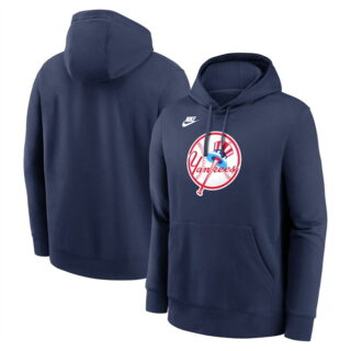 Men's New York Yankees Navy Cooperstown Collection Logo Club Pullover Hoodie