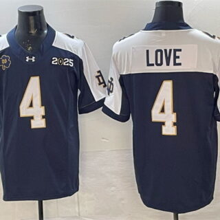Men's Notre Dame Fighting Irish #4 Jeremiyah Love Navy Alternate F.U.S.E. 2025 CFP Final Patch Limited Stitched Football Jersey