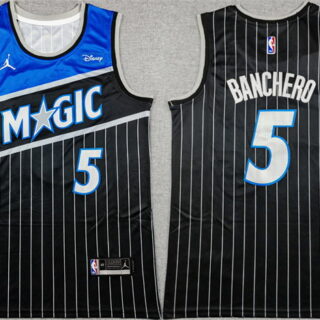 Men's Orlando Magic #5 Paolo Banchero Black 2025 Statement Edition Stitched Basketball Jersey