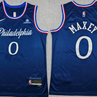 Men's Philadelphia 76ers #0 Tyrese Maxey Navy 2025-26 City Edition Stitched Jersey