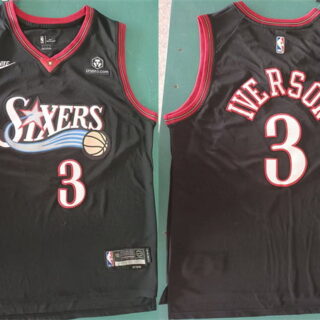 Men's Philadelphia 76ers #3 Allen Iverson Black 2025 Classic Edition Stitched Stitched Jersey