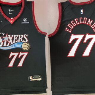 Men's Philadelphia 76ers #77 V. J. Edgecombe Black 2025 Classic Edition Stitched Stitched Jersey