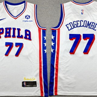 Men's Philadelphia 76ers #77 V. J. Edgecombe White Association Edition Stitched Stitched Jersey