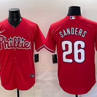 Men's Philadelphia Phillies #26 Ben Sanders Red Cool Base Stitched Jersey