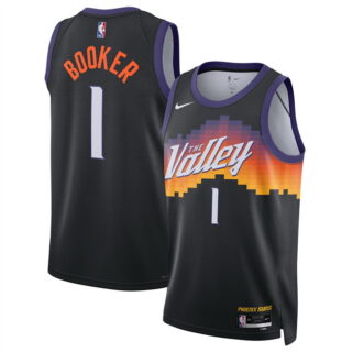 Men's Phoenix Suns #1 Devin Booker Black 2025 26 City Edition Stitched Basketball Jersey