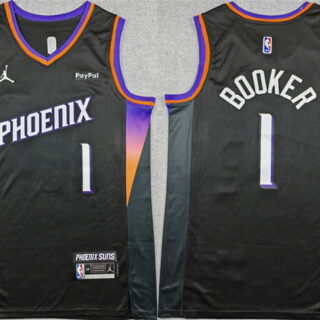Men's Phoenix Suns #1 Devin Booker Black 2025-26 Statement Edition Stitched Basketball Jersey