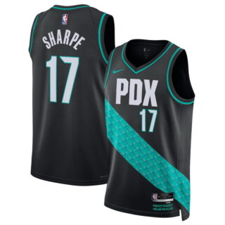 Men's Portland Trail Blazers #17 Shaedon Sharpe Black 2025 26 City Edition Edition Stitched Basketball Jersey