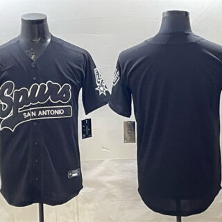 Men's San Antonio Spurs Blank Black Stitched Baseball Jersey