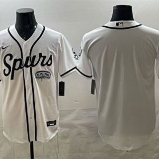 Men's San Antonio Spurs Blank White Stitched Baseball Jersey