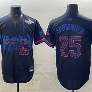 Men's Toronto Blue Jays #25 Anthony Santander Navy 2025 World Series City Connect Limited Stitched Baseball Jersey