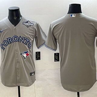 Men's Toronto Blue Jays Blank Grey 2025 World Series Cool Base Stitched Baseball Jersey