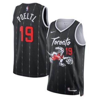 Men's Toronto Raptors #19 Jakob Poeltl Black 2025 26 City Edition Stitched Basketball Jersey