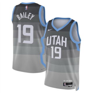 Men's Utah Jazz #19 Ace Bailey Grey 2025 26 City Edition Stitched Basketball Jersey