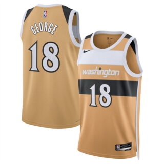 Men's Washington Wizards #18 Kyshawn George Gold 2025 26 City Edition Stitched Basketball Jersey
