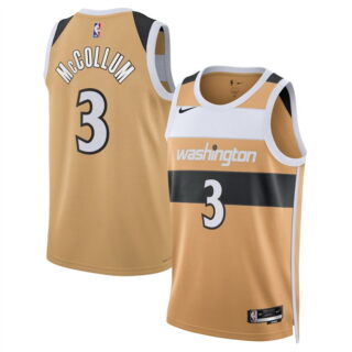 Men's Washington Wizards #3 CJ McCollum Gold 2025 26 City Edition Stitched Basketball Jersey