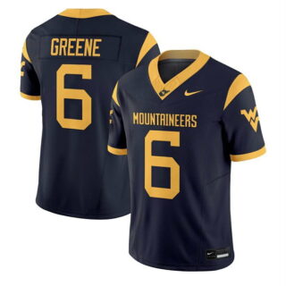 Men's West Virginia Mountaineers #6 Garrett Greene Navy 2025 F.U.S.E. Stitched Jersey