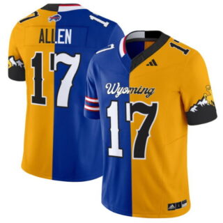 Men's Wyoming Cowboys #17 Josh Allen Blue Gold Split F.U.S.E. Vapor Limited Stitched College Football Jersey
