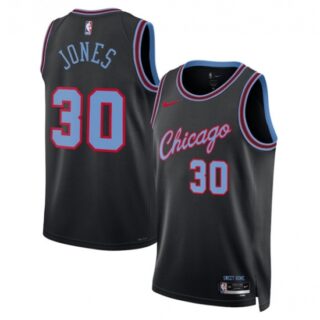 Men's Chicago Bulls #30 Tre Jones Black 2025-26 City Edition Swingman Stitched Basketball Jersey