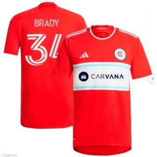 Men's Chicago Fire Chris Brady Red 2024 Return To Red Replica Player Jersey