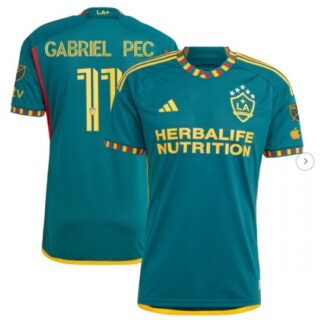 Men's LA Galaxy Gabriel Pec adidas Green 2024 LA Kit Authentic Player Jersey