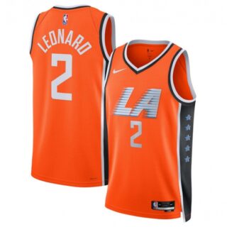 Men's Los Angeles Clippers #2 Kawhi Leonard Orange 2025-26 City Edition Swingman Stitched Jersey