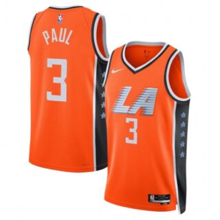 Men's Los Angeles Clippers #3 Chris Paul Orange 2025-26 City Edition Swingman Stitched Jersey