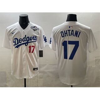 Men's Los Angeles Dodgers #17 Shohei Ohtani White 2025 World Series Home Limited Stitched Baseball Jersey