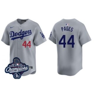 Men's Los Angeles Dodgers #44 Andy Pages Cool Base 2025 World Champions Stitched Baseball Jersey Gray