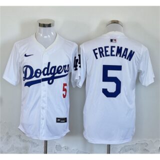 Men's Los Angeles Dodgers #5 Freddie Freeman White Home Limited Stitched Baseball Jersey