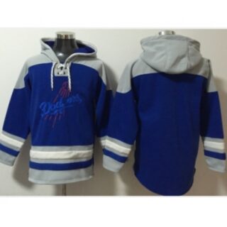 Men's Los Angeles Dodgers Blank Blue Ageless Must-Have Lace-Up Pullover Hoodie
