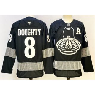 Men's Los Angeles Kings #8 Drew Doughty Black With A Alternate Stitched Hockey Jersey