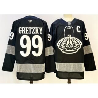 Men's Los Angeles Kings #99 Wayne Gretzky Black With C Alternate Stitched Hockey Jersey