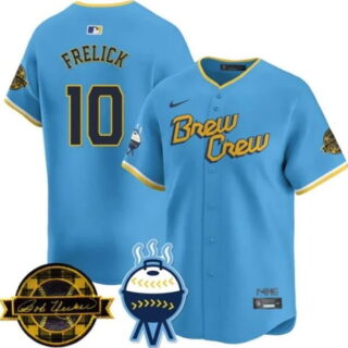 Men's Milwaukee Brewers #10 Sal Frelick Jersey 2025 Limited Bob Uecker City Connect