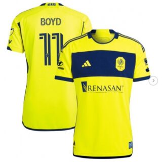 Men's Nashville SC Tyler Boyd adidas Yellow 2024 The 615 Kit Authentic Player Jersey