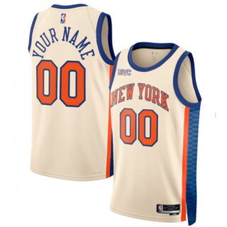 Men's New Yok Knicks Active Player Custom Cream 2025-26 City Edition Swingman Stitched Basketball Jersey