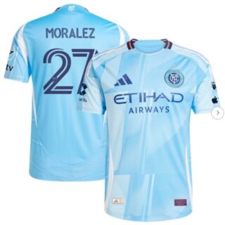 Men's New York City FC Maximiliano Moralez Light Blue 2025 The Excelsior Kit Authentic Player Jersey