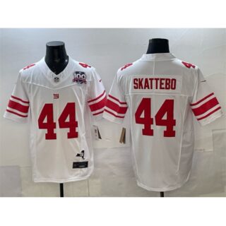 Men's New York Giants #44 Cam Skattebo White 2025 Draft F.U.S.E. 100th Season & State Vapor Limited Stitched Football Jersey