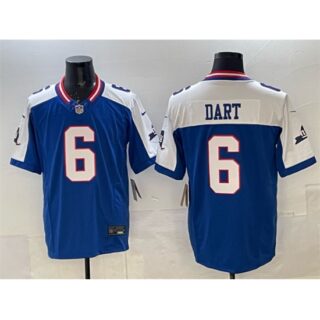 Men's New York Giants #6 Jaxson Dart Royal White 2025 Draft F.U.S.E. State Patch Vapor Limited Stitched Football Jersey